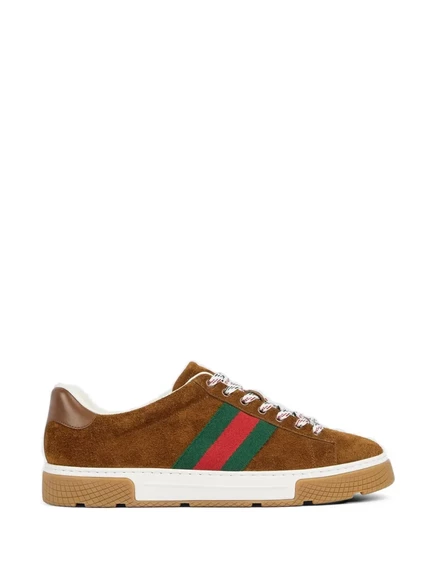 Мужские кроссовки Gucci Ace Web замшевые, коричневые