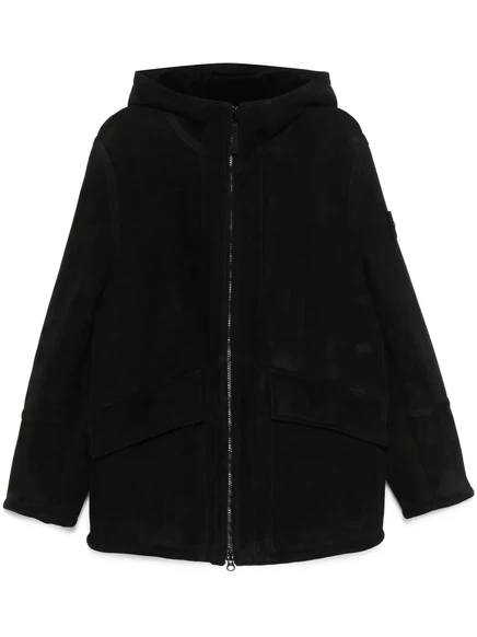 Замшевая куртка с капюшоном Stone Island black