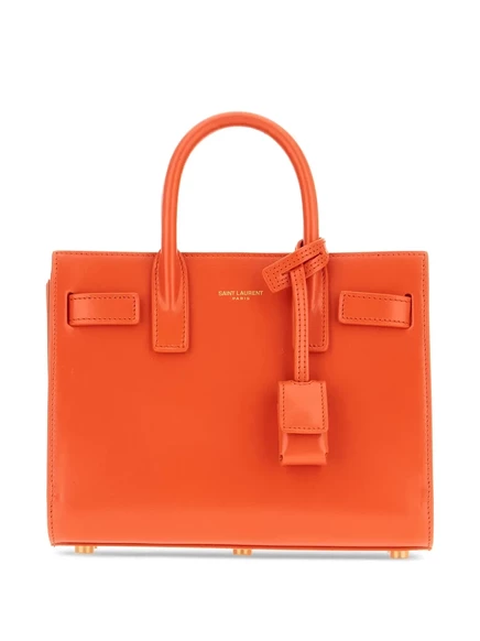Сумка-тоут из кожи Saint Laurent с ручками сверху orange