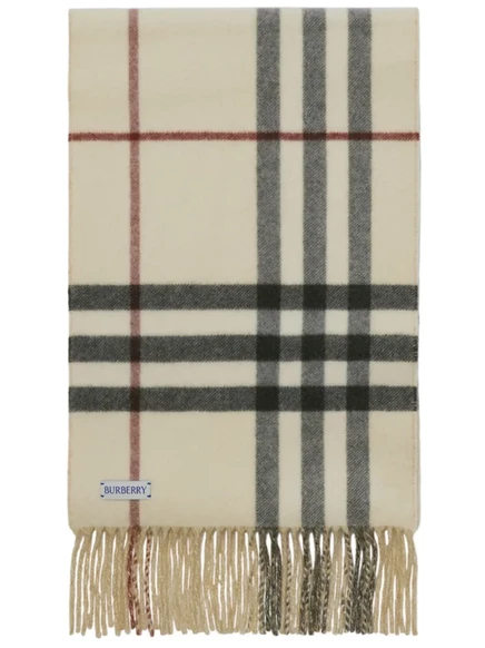 Шарф Burberry кашемировый двусторонний в клетку, бежевый
