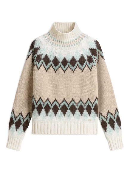 Свитер-водолазка с узором Woolrich Fair Isle с высоким воротом neutrals