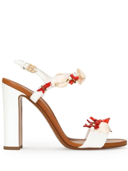 Босоножки Dolce & Gabbana с коралловой вышивкой Keira 105 мм white