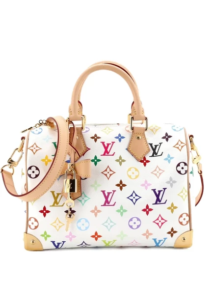 Сумка из мягкого бандульера Louis Vuitton, бывшая в употреблении, x Takashi Murakami Speedy, Многоцветная сумка-ранец Monogram Multicolor 25
