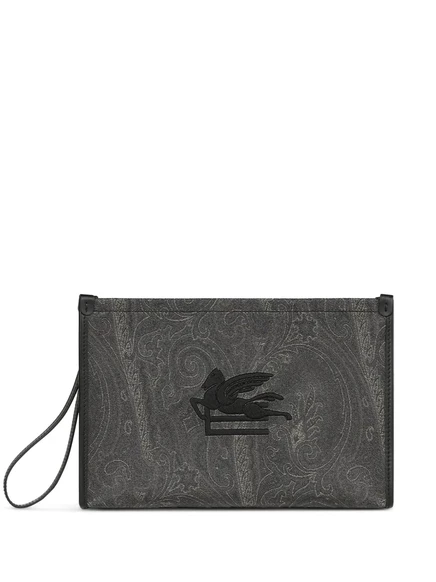Мужской клатч Etro Essential с пейсли-принтом, черный