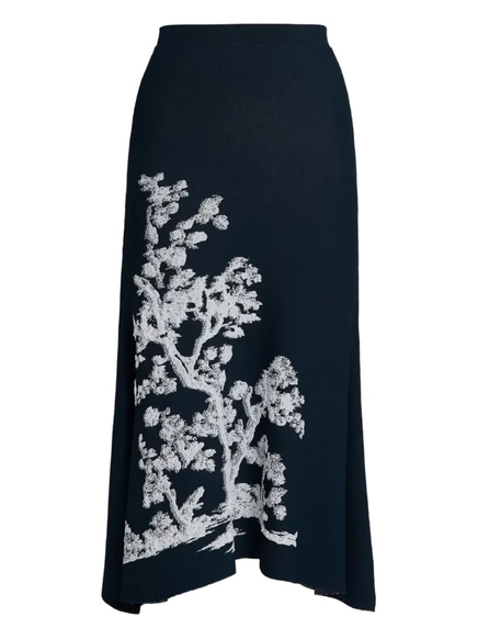 Юбка миди с принтом в виде дерева ERDEM blue