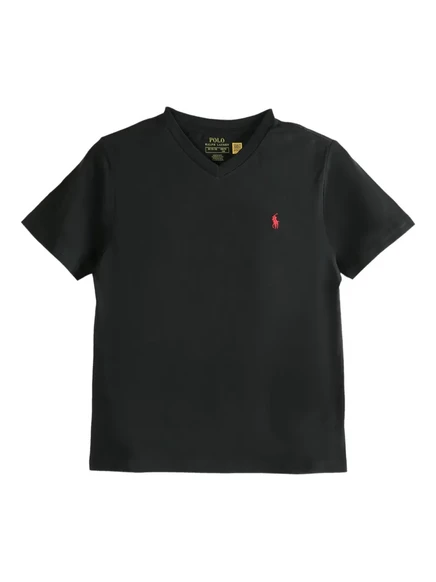 Детская футболка Polo Ralph Lauren Kids с V-образным вырезом, черная