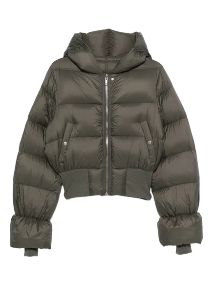 Женский пуховик Rick Owens с капюшоном, зеленый