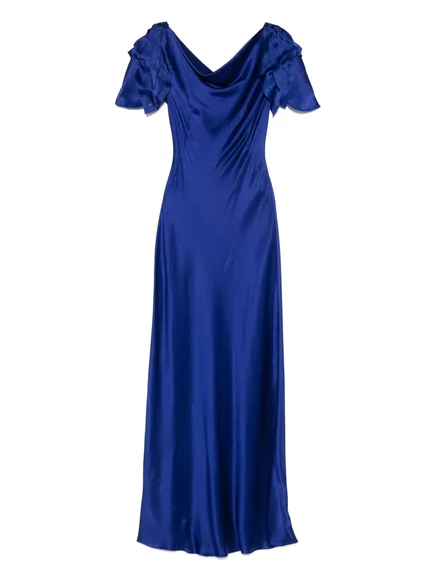 Атласное платье макси от Alberta Ferretti blue