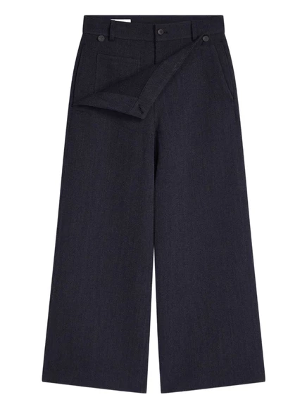 Мужские широкие шерстяные брюки Dries van Noten, синие