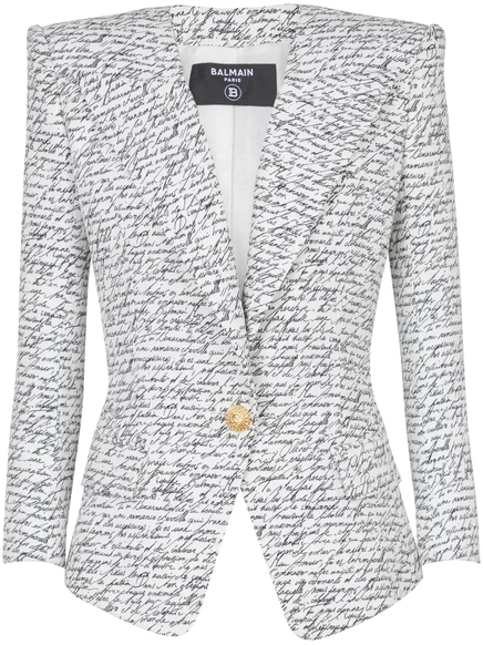 Женский жакет Balmain Love Letter, бело-черный