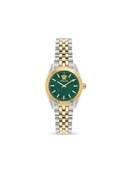 Женские часы Versace V‑Code 36 мм из стали, зеленые
