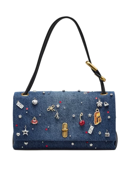 Большая двойная джинсовая сумка Marc Jacobs через плечо blue