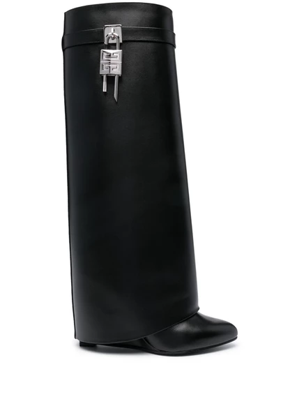 Женские сапоги Givenchy Shark Lock 100 мм кожаные, черные
