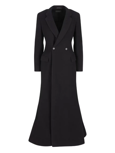 Женское двубортное пальто Balenciaga, шерстяное, черное