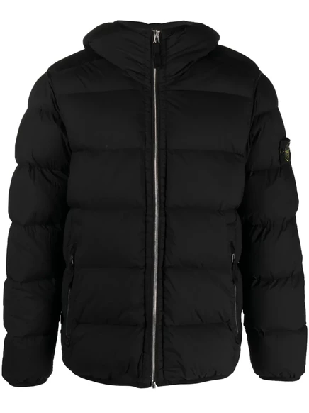 Мужская пуховая куртка Stone Island с капюшоном, черная