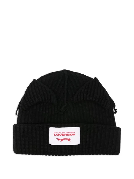Унисекс вязаная шапка Charles Jeffrey Loverboy в рубчик, черная