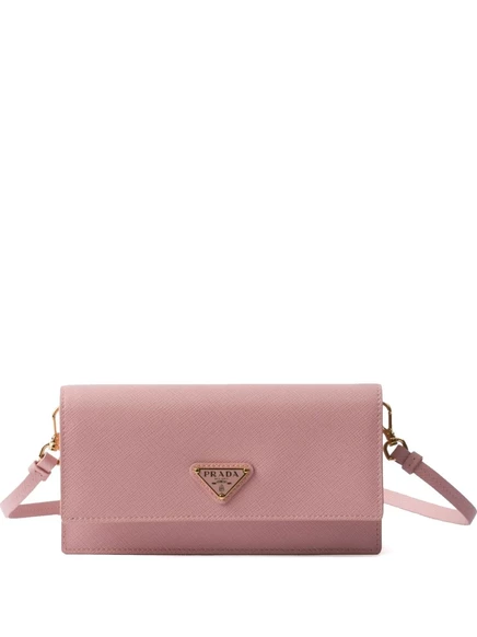 Женская мини-сумка Prada с эмалевым логотипом, розовая