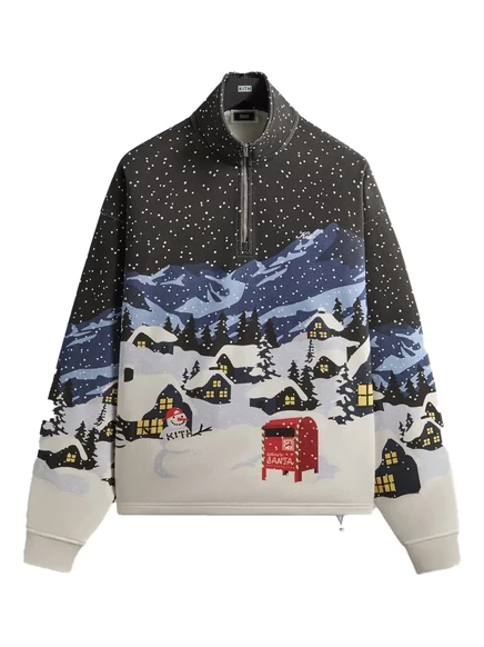 Мужской свитшот KITH Kithmas Village с короткой молнией, черный