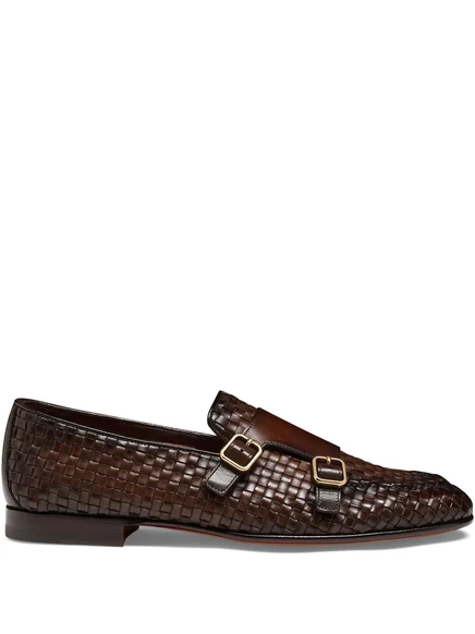Мужские монки Santoni, кожаные, коричневые