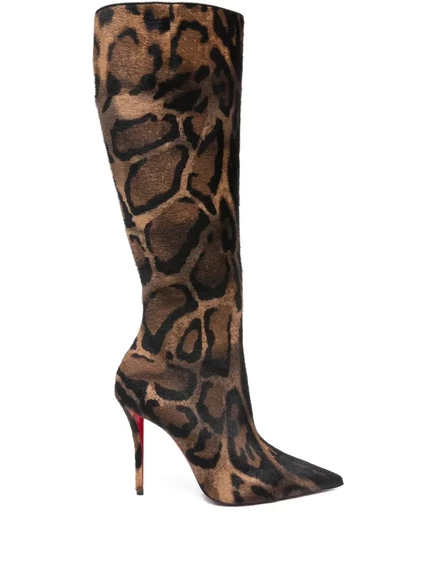 Ботинки с острым носком и животным принтом Miss Z от Christian Louboutin 100 мм brown