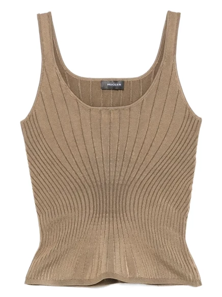Женская майка mugler в рубчик, зеленая