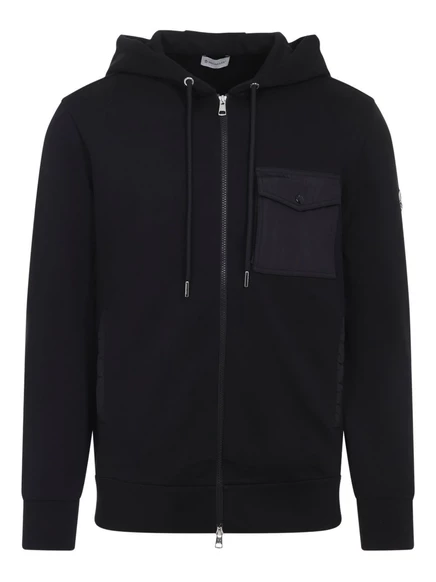 Куртка Moncler с капюшоном и карманом на молнии black
