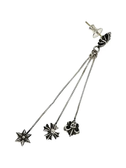 Мужская серьга Chrome Hearts JoJo с тремя подвесками, серебристая (одна)