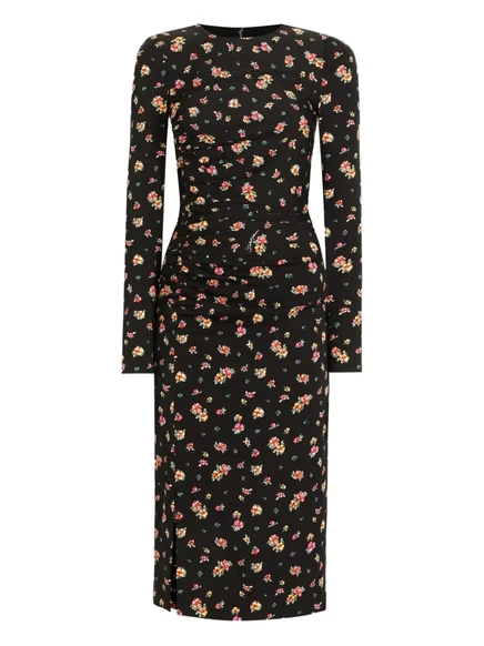 Женское платье миди Dolce & Gabbana цветочное, черное