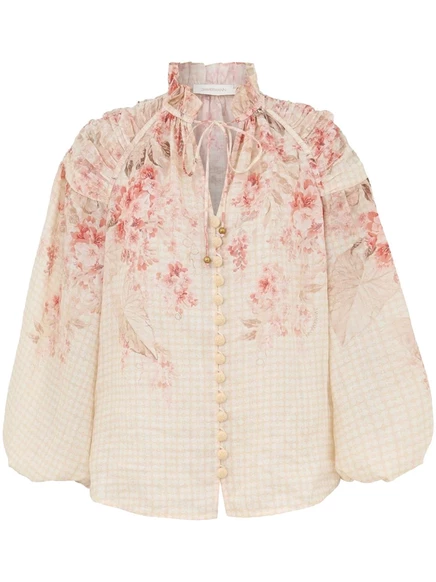 Женская блузка Zimmermann Illuminate на шнуровке, бежевая