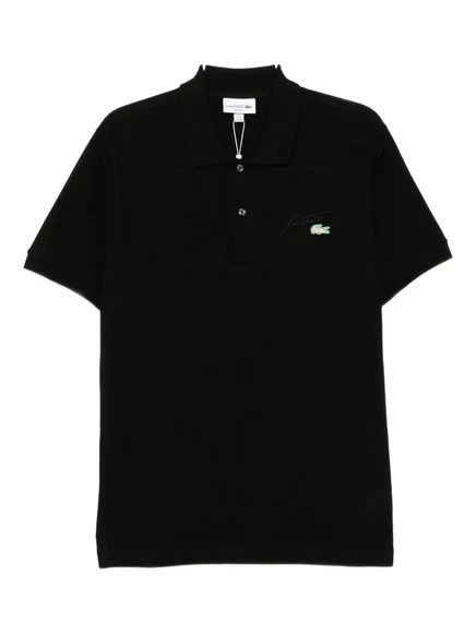 Мужская футболка‑поло Lacoste с вышитым логотипом, черная