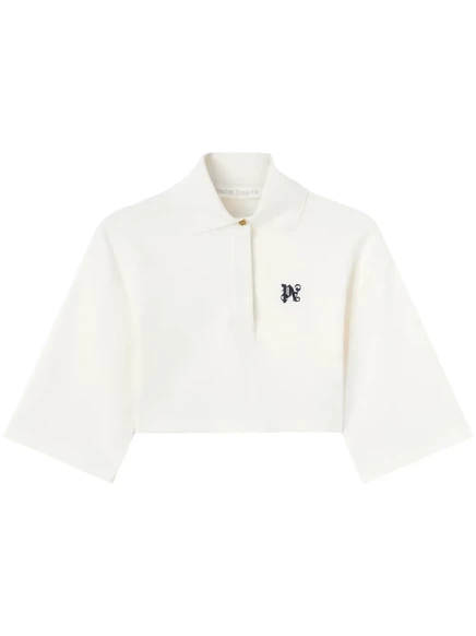 Женское поло Palm Angels PA Monogram, укороченное, белое