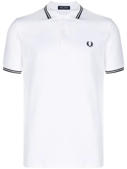 Мужское поло Fred Perry хлопковое с логотипом, белое