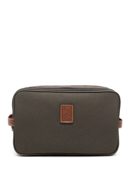 Женская косметичка Longchamp Boxford с кожаной отделкой, зеленая