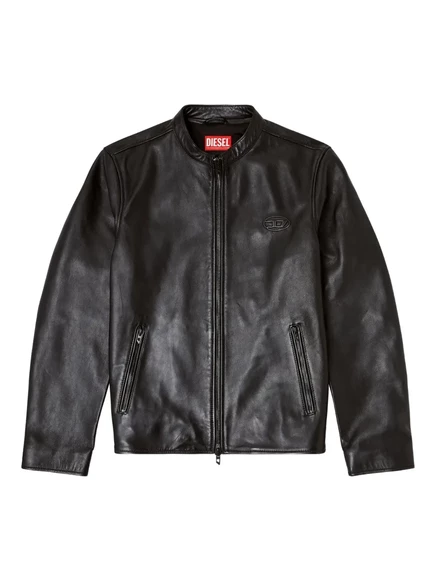 Мужская кожаная куртка Diesel с тиснением логотипа, черная