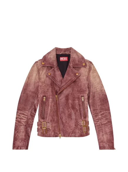 Мужская косуха Diesel из кожи с эффектом кракле, розовая
