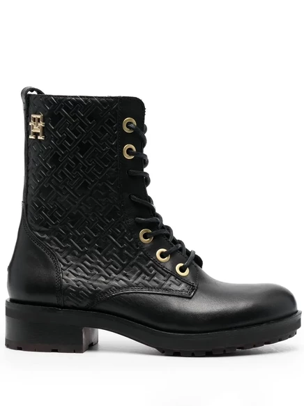 Байкерские ботинки с тиснением в виде монограммы Tommy Hilfiger black