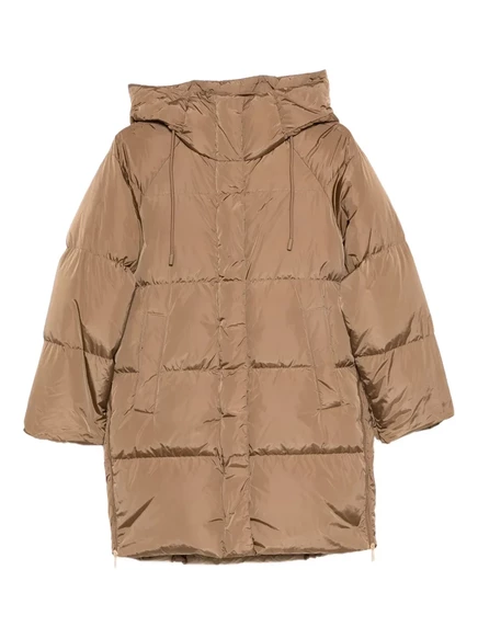 Пуховое пальто выходного дня Max Mara с капюшоном brown