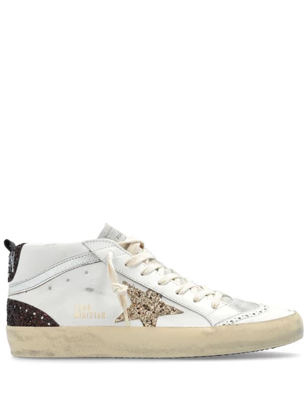 Женские кроссовки Golden Goose Mid Star с глиттером, белые