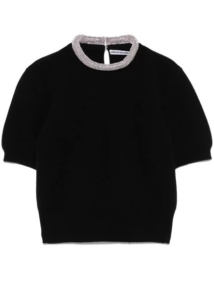 Женская футболка Alexander Wang с кристаллами, черная