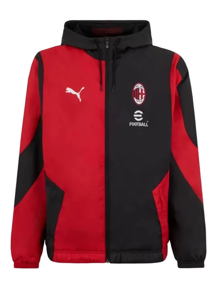 Мужская куртка Puma AC Milan предматчевая с капюшоном на молнии, черная