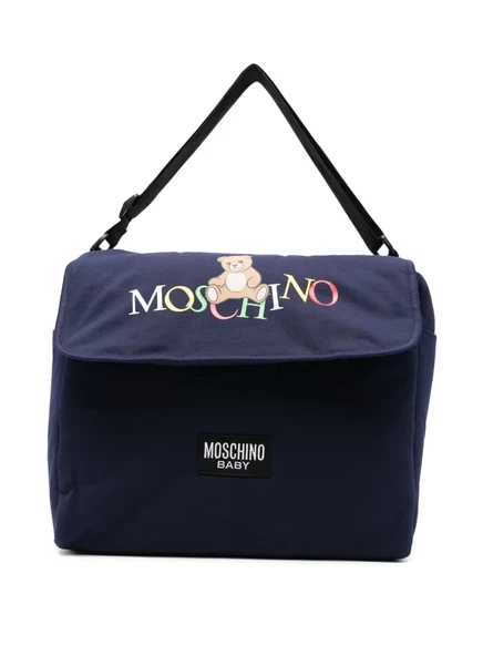 Детская сумка для пеленания Moschino Kids с принтом, синяя