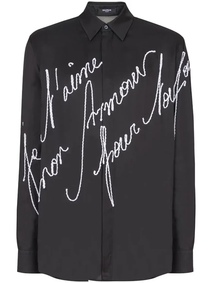Дизайнерская рубашка с вышивкой Balmain black