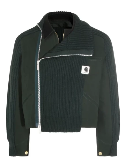 Мужская бомбер-куртка Carhartt WIP x Sacai в рубчик, зеленая