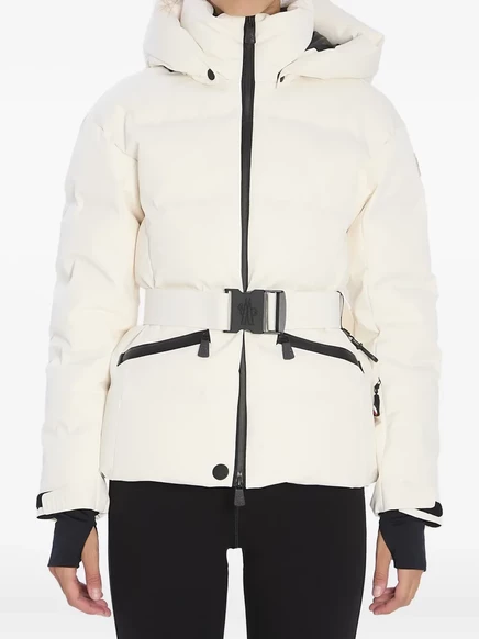 Женская пуховая куртка Moncler Grenoble Tolima с поясом, белая