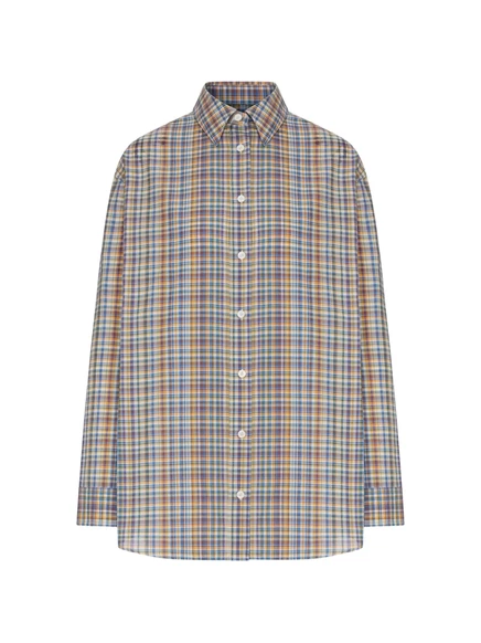 Женская рубашка Toteme Classic Check в клетку, синяя с оранжевым