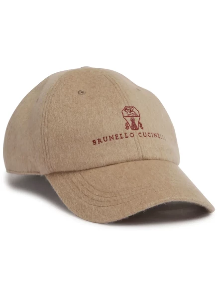 Мужская кепка Brunello Cucinelli с логотипом, бежевая