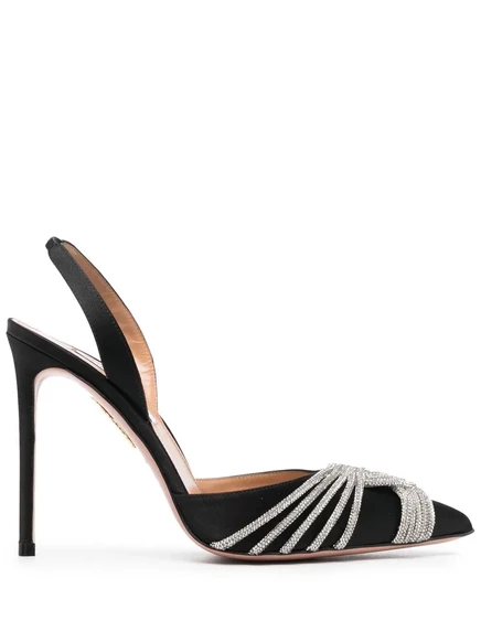 Женские лодочки Aquazzura 11,5 см с кристаллами, черные