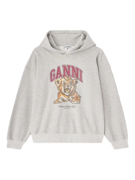 Женское худи Ganni с тигровым принтом, серая