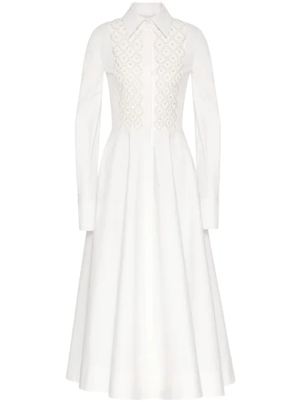 Компактное платье-рубашка с вышивкой от Valentino Garavani white