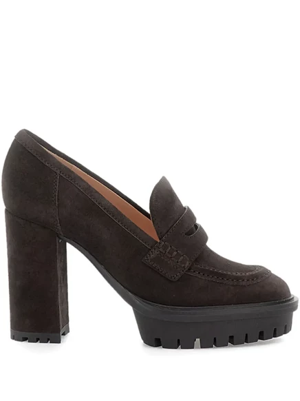 Туфли-лодочки на платформе в стиле лоферов Gianvito Rossi brown